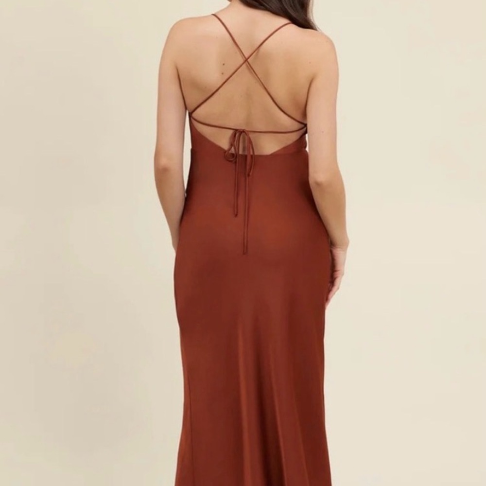 Park & Fifth Rust-Brown Slip Maxi Dress - Picture 2 of 3